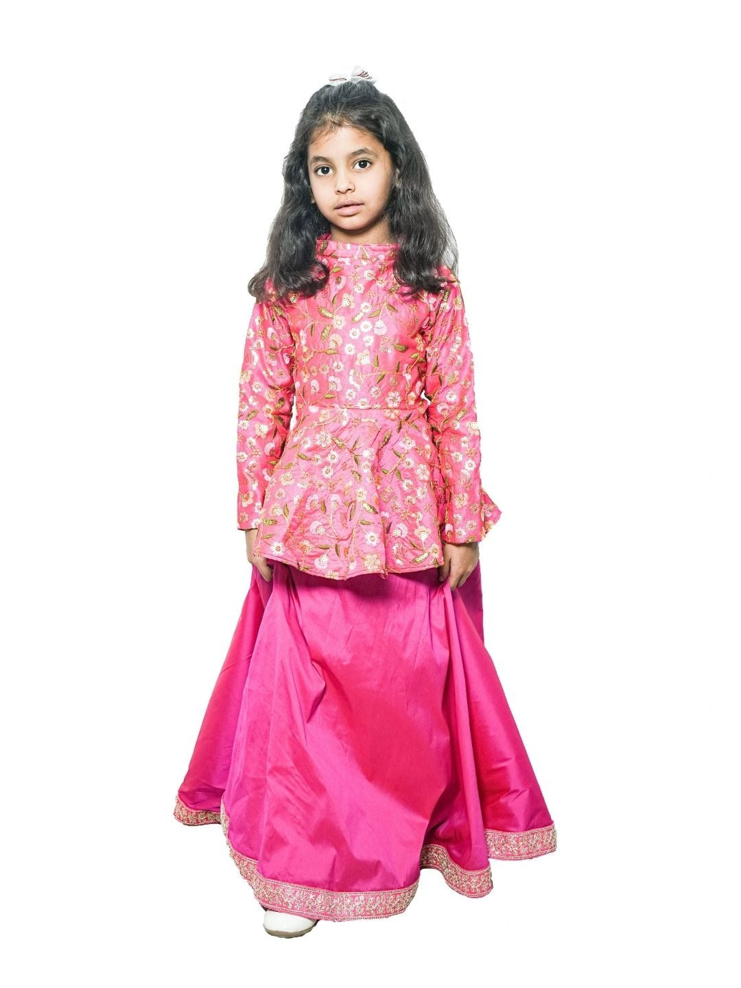 Pink lehenga with embroidered top